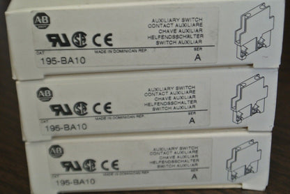 LOT of 3 / ALLEN-BRADLEY 195-BA10 AUXILIARY SWITCH / AUX. CONTACT / NEW SURPLUS