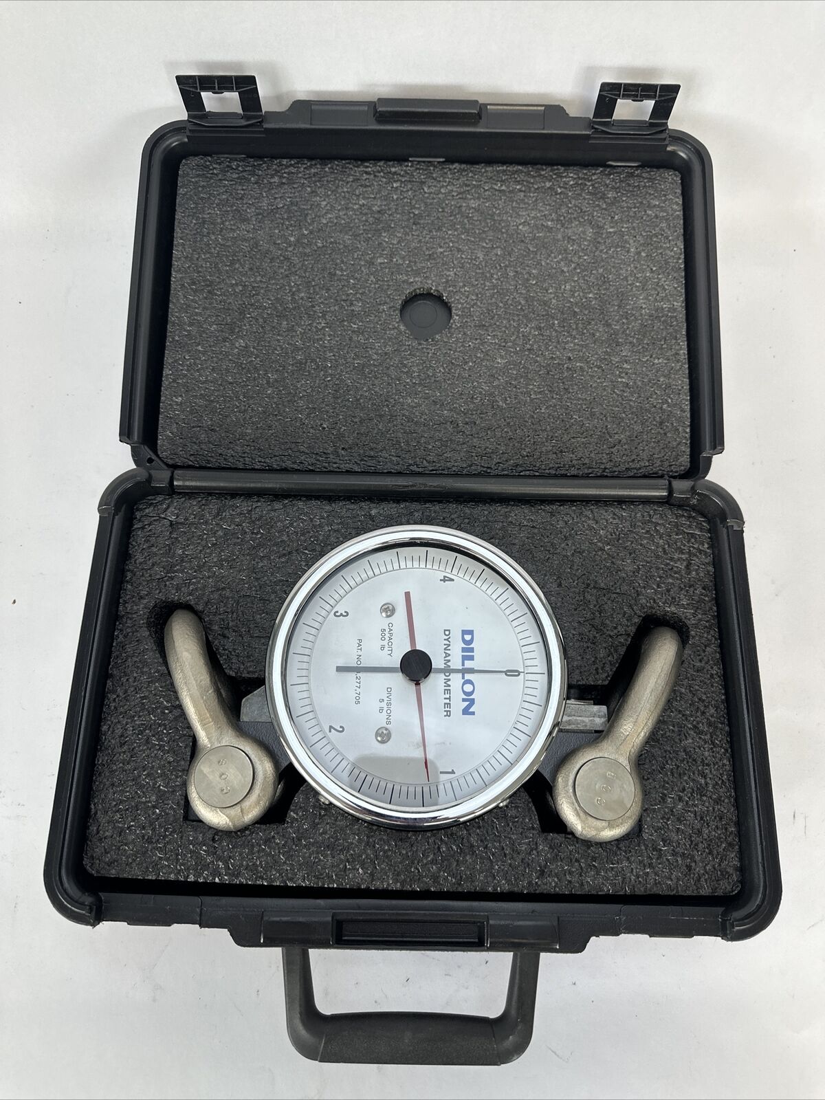 DILLON DYNAMOMETER CAPACITY 500LB DIVISION 5LB PAT NO. 3,277,705 5" DIAL