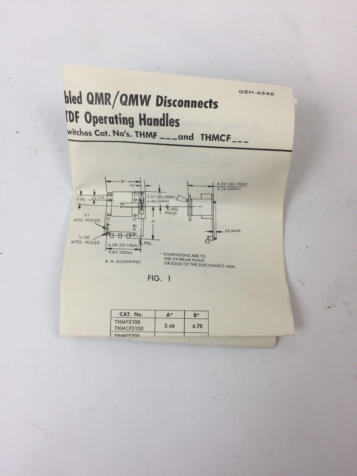 GE THMF3100 DISCONNECT SWITCH 3 POLE 30 AMP 600 VAC 250 VDC