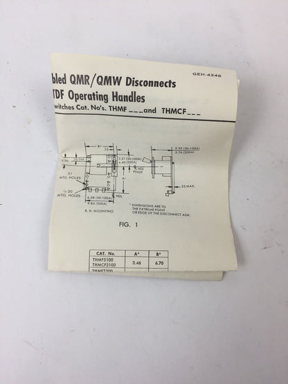 GE THMF3100 DISCONNECT SWITCH 3 POLE 30 AMP 600 VAC 250 VDC