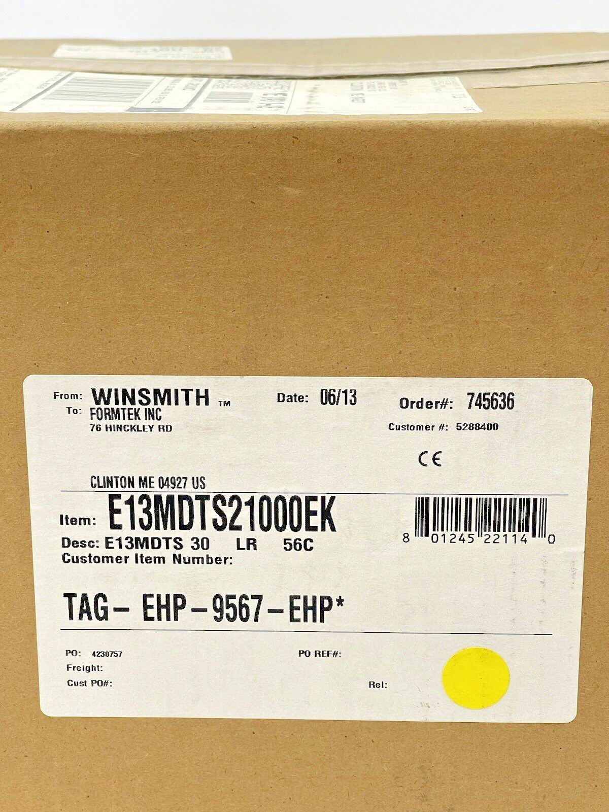 WINSMITH - E13MDTS21000EK - WORM GEAR REDUCER - E13MDTS 30 LR 56C - 30:1 RATIO