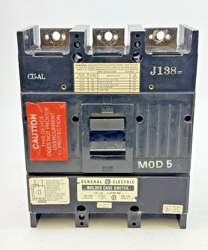 GE - TJJ436Y400 - MOLDED CASE SWITCH MOD 5 - 3 POLE/600VAC/400A