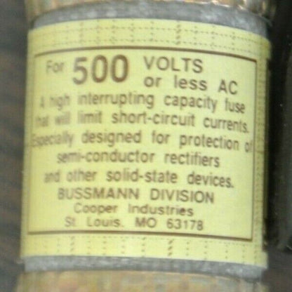 BUSSMANN / TRON KBH50 RECTIFIER FUSE / 500V / 50A / NEW SURPLUS / EACH