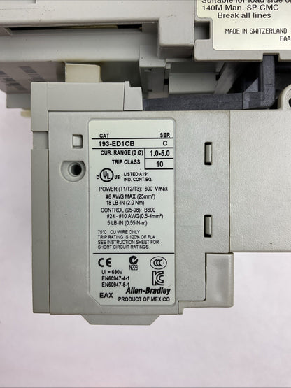 ALLEN BRADLEY 104-C09DJ22 REVERSING STARTER (100-C09*10 + 193-ED1CB 1.0-5.0A)