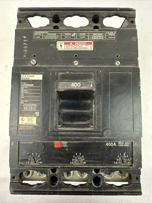 ITE JJ63B400 CIRCUIT BREAKER 400AMP 600VAC 3POLE