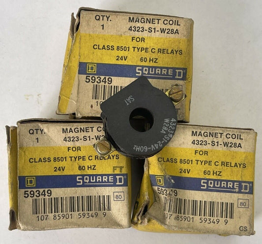 SQUARE D 4323-S1-W28A COIL 24V 60HZ FOR CLASS 8501 TYPE C RELAY (LOT OF 3)