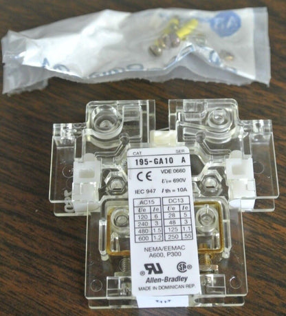 ALLEN-BRADLEY 195-GA10, Ser. A - AUXILIARY CONTACT - NEW SURPLUS