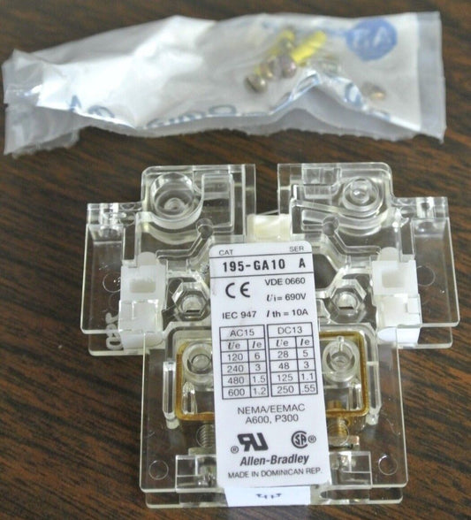 ALLEN-BRADLEY 195-GA10, Ser. A - AUXILIARY CONTACT - NEW SURPLUS