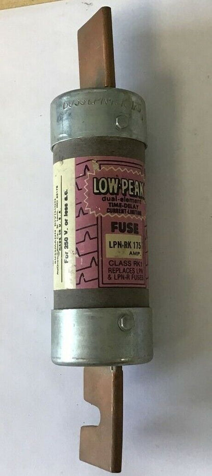 BUSSMANN LPN-RK 175 DUAL ELEMENT LOW PEAK TIME DELAY FUSE 175A 250VAC **LOTOF2**