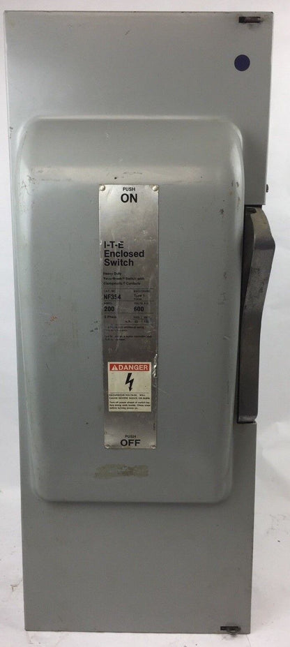 ITE NF354 VACU-BREAK SWITCH W/CLAMPMATIC CONTACTS 200 AMPS 600 VAC HEAVY DUTY