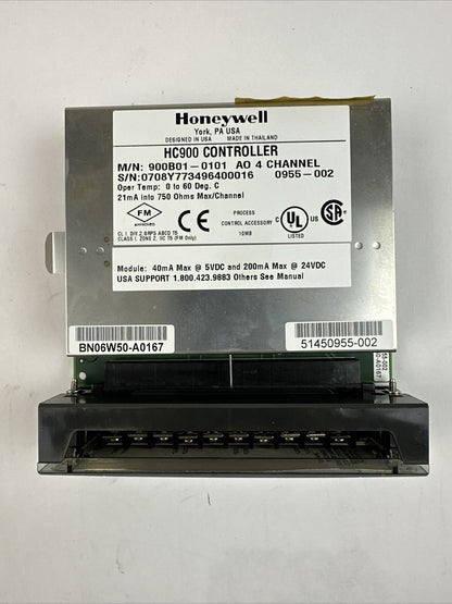 HONEYWELL 900B01-0101 ANALOG OUTPUT 4 CHANNEL MODULE 40mA @ 5VDC 200mA @ 24VDC