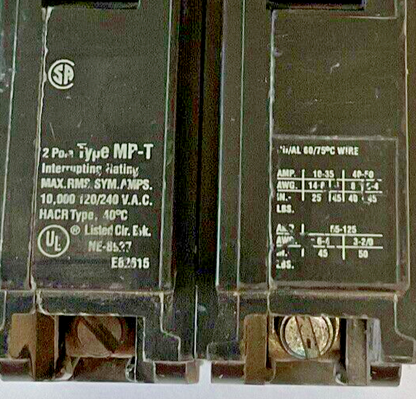 MURRAY MP260 CIRCUIT BREAKER 60A 2POLE TYPE MP-T 120/240VAC