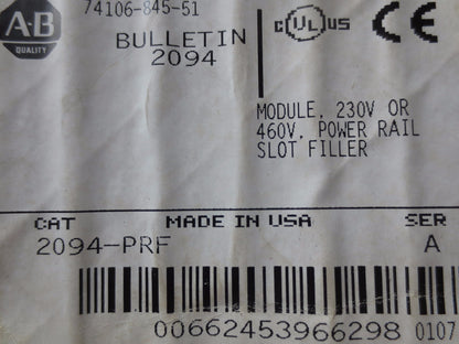 ALLEN-BRADLEY 2094-PRF KINETIX 6000 POWER RAIL SLOT FILLER 230/460V - NEW