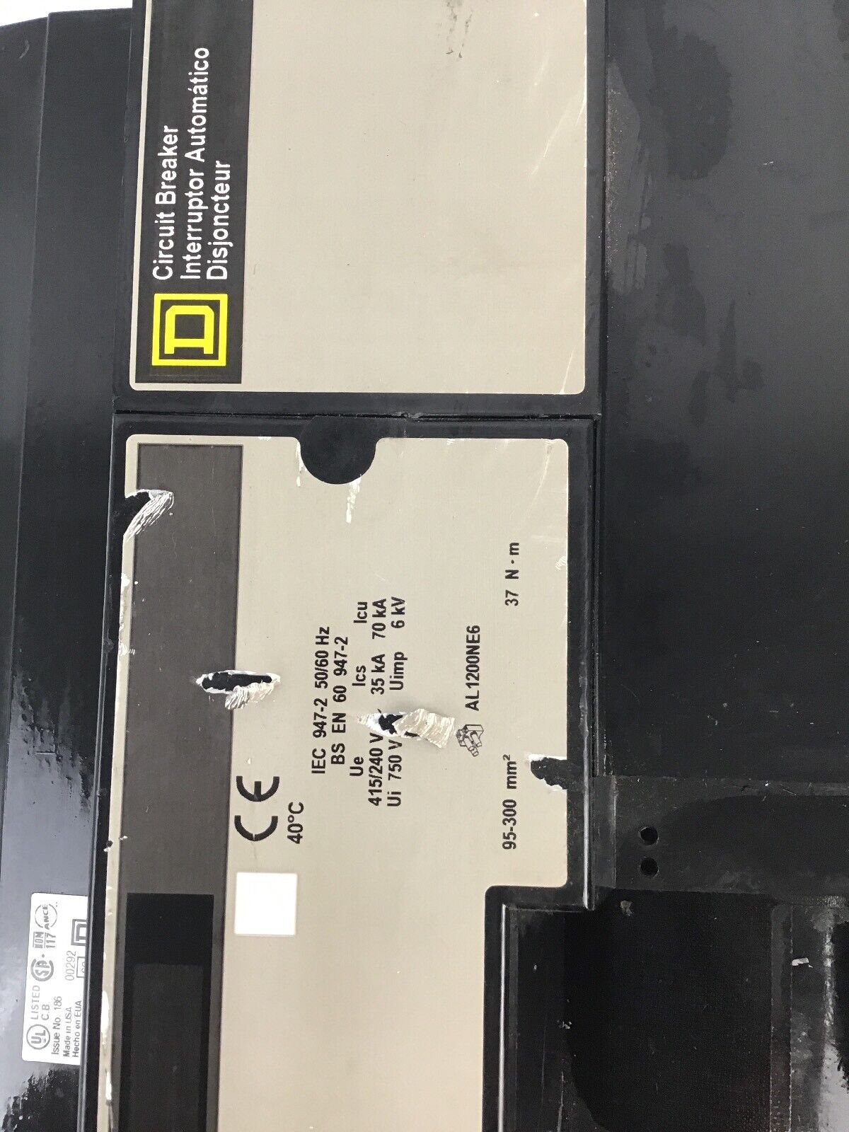 SQUARE D NC361000 600VAC/65kA  CIRCUIT BREAKER INTERRUPTOR