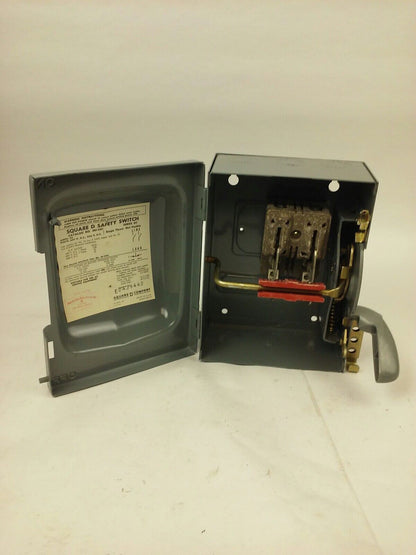 SQUARE D HU-261 SER. D1 SAFETY SWITCH 600VAC/DC 30A SINGLE THROW NON FUSIBLE