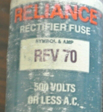 RELIANCE RFV70 RECTIFIER FUSES / 500V / 70A / NEW SURPLUS / EACH