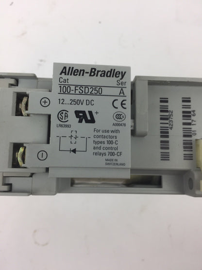 ALLEN BRADLEY 100-C09UDJ300(100-C09D*300 CONTACTOR & 100-FSD250 SURGE PROTECTOR
