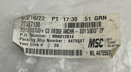 MSC 77487130 POWERSTUD WEDGE ANCHOR 5/8 X 5" ***LOTOF10***