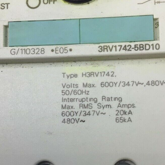SIEMENS 3RV1742-5BD10 CIRCUIT BREAKER 480VAC 15A