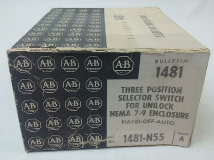 ALLEN BRADLEY 1481-N55 SER.A, 3 POSITION SELECTOR SWITCH, NEMA 7-9 ENCLOSURE