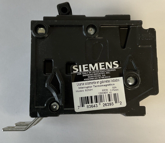 SIEMENS B250H CIRCUIT BREAKER  50AMP 120/240VAC 2POLE 60HZ
