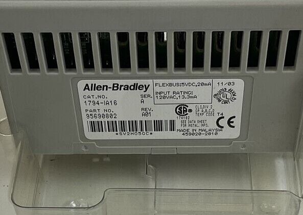 ALLEN BRADLEY 1794-IA16 INPUT MODULE SER.A 5VDC REV.A01 120VAC 20MA