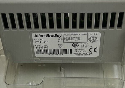 ALLEN BRADLEY 1794-IA16 INPUT MODULE SER.A 5VDC REV.A01 120VAC 20MA