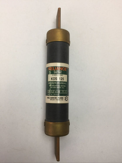 RELIANCE KOS125 CLASS K5 ONE TIME FUSE 125AMP 600VAC