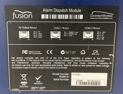 FUSION FS ADM ALARM DISPATCH MODULE 240VAC 50/60HZ 0.7A