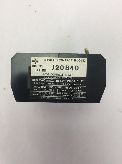GOULD J20B40 CONTACT BLOCK KIT POLES 4 N.O. VOLTS MAX 300