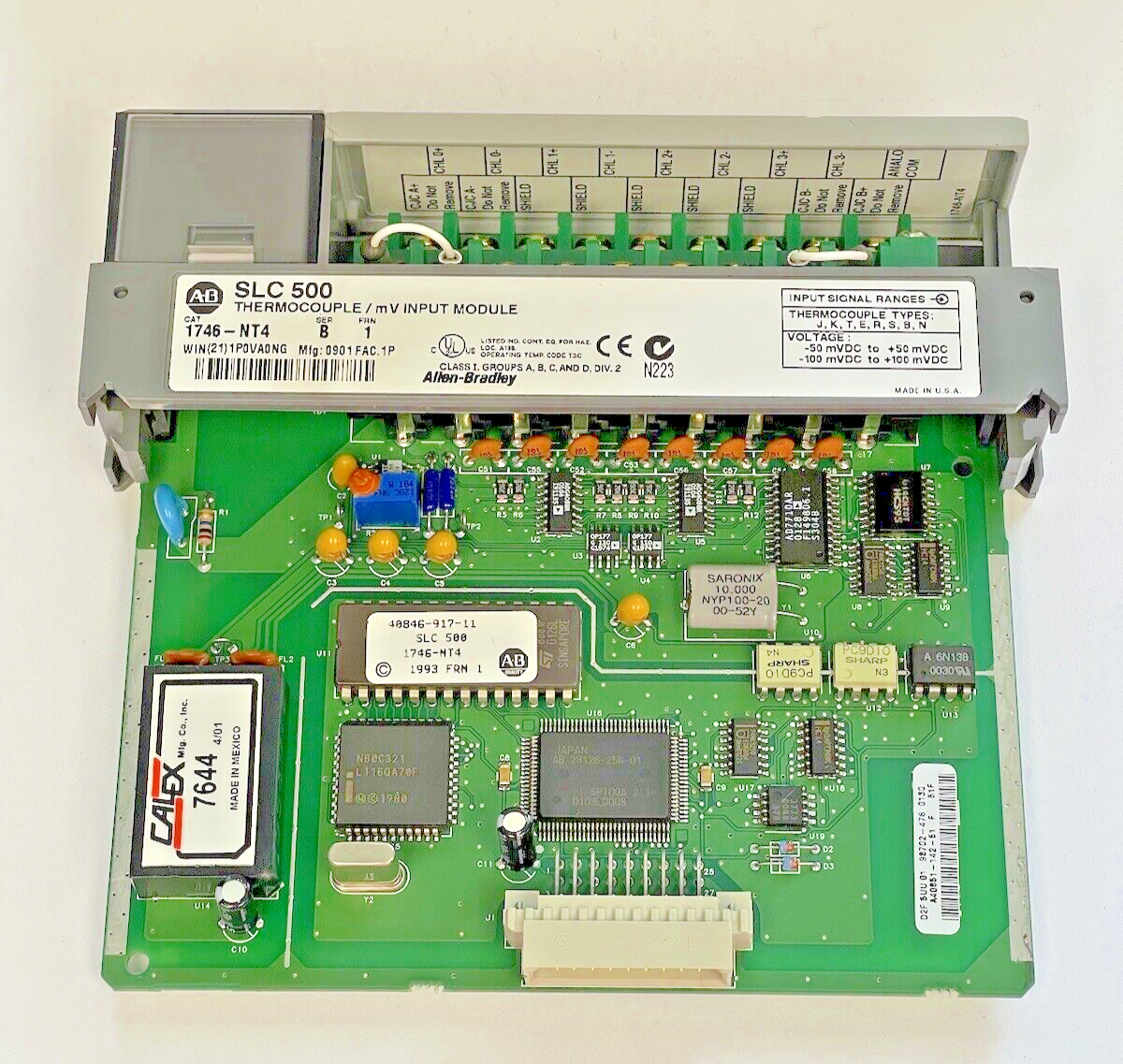 ALLEN BRADLEY - 1746-NT4 SER. B FRN. 1 - SLC 500 THERMOCOUPLE/ mV INPUT MODULE