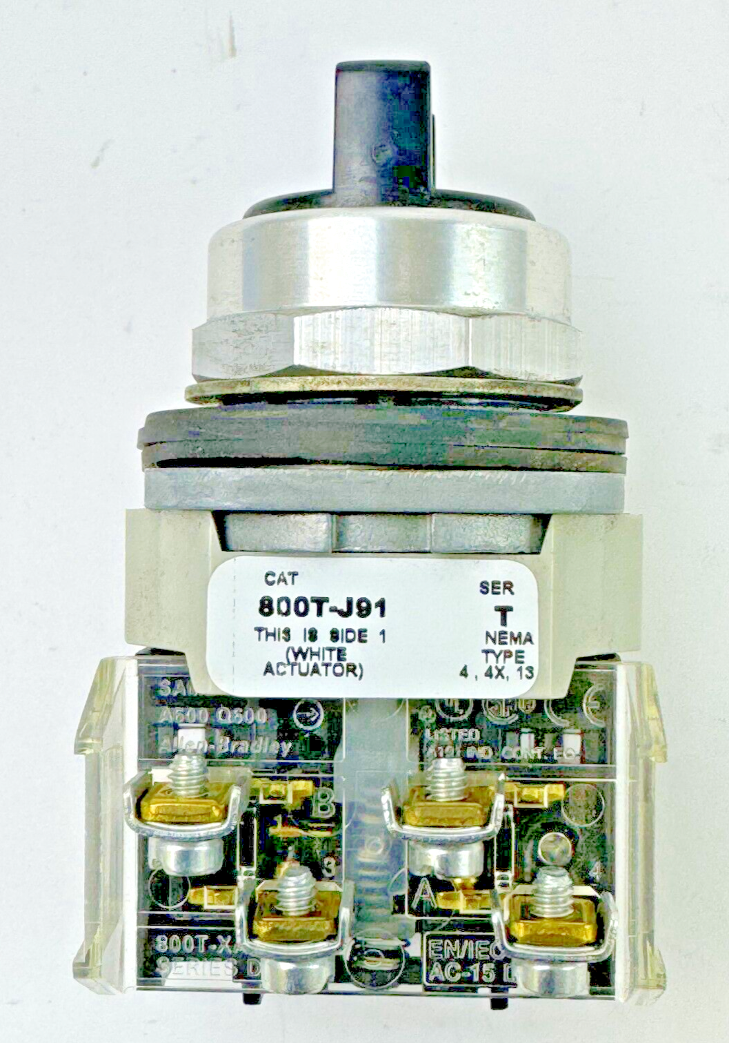 ALLEN-BRADLEY - 800T-J91 SER. T - SELECTOR SWITCH W/ 800T-XA SER. D BLOCK