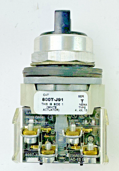 ALLEN-BRADLEY - 800T-J91 SER. T - SELECTOR SWITCH W/ 800T-XA SER. D BLOCK