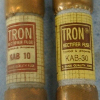 LOT of 7 / BUSS RECTIFIER FUSES / KAB-2, KAB-5, KAB-10, KAB-30 / NEW SURPLUS