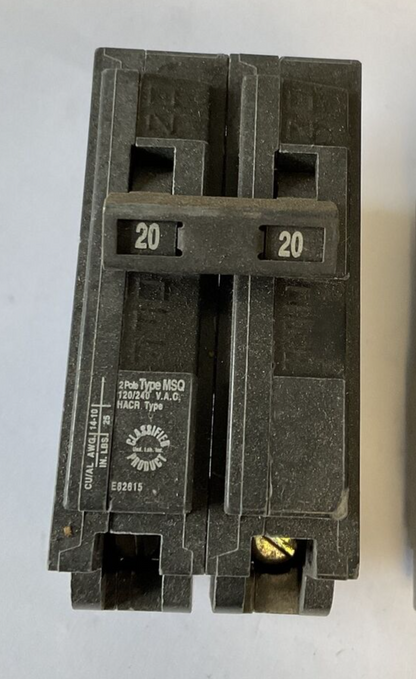 MURRAY MQ220 CIRCUIT BREAKER 20A 2POLE 120/240VAC TYPE MSQ ***LOTOF3***