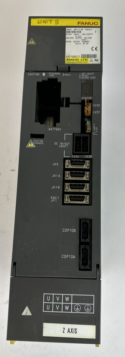 FANUC A06B-6096-H106 F SERVO AMPLIFIER INPUT 283-325VDC OUTPUT 230VAC