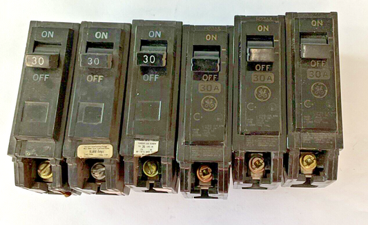 GE THQL1130 CIRCUIT BREAKER FRAME TYPE THQL 120/240VAC 1POLE 30AMP***LOTOF6***