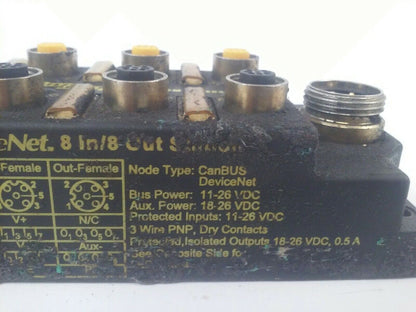 TURCK CDN-IOM-88-0036 BUS STOP DEVICENET 8 I/O STATION  FIRMWARE 2.002 11-26VDC