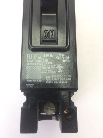 WESTINGHOUSE EB1100 CIRCUIT BREAKER 50AMP 1POLE 120/240VAC 125VDC 4990D03G12