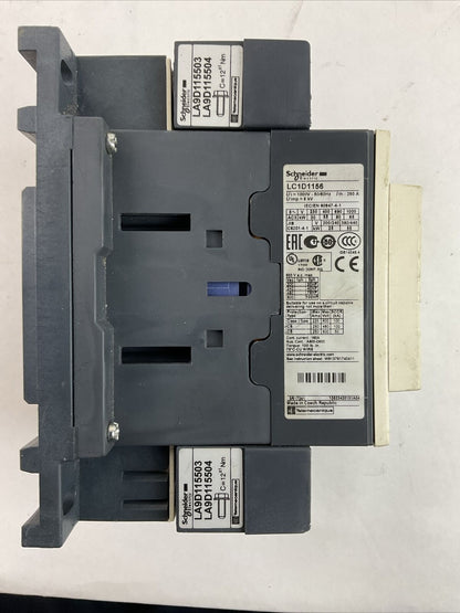 SCHNEIDER ELECTRIC LC1D1156 CONTACTOR 600VAC 3PH 100HP 160 LX1D8 FE7 COIL 115V