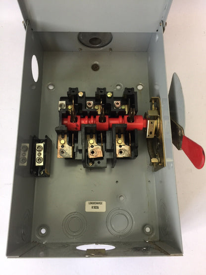 GE TGN3323R SAFETY SWITCH 240VAC 250VDC 100AMP 30HP MODEL 8 TYPE 3R RAINPROOF