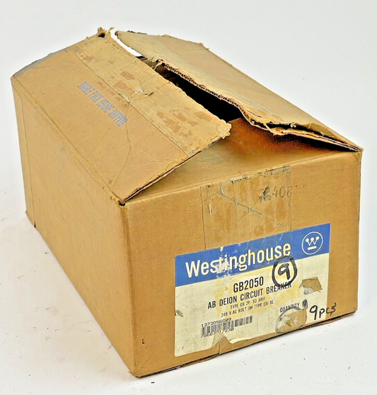 WESTINGHOUSE **BOX OF 9** - GB2050 - 50A/2 POLE/240 VAC/AB DE-ION/TYPE GB - NEW