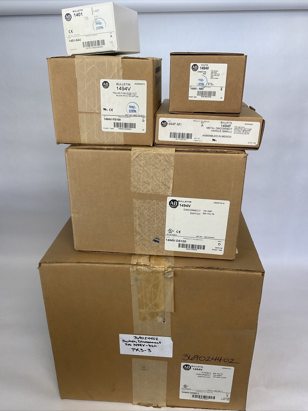 ALLEN BRADLEY 1494V-DH611 FUSIBLE DISCONNECT SWITCH KIT 600V 100AMP 100AMP CLIPS