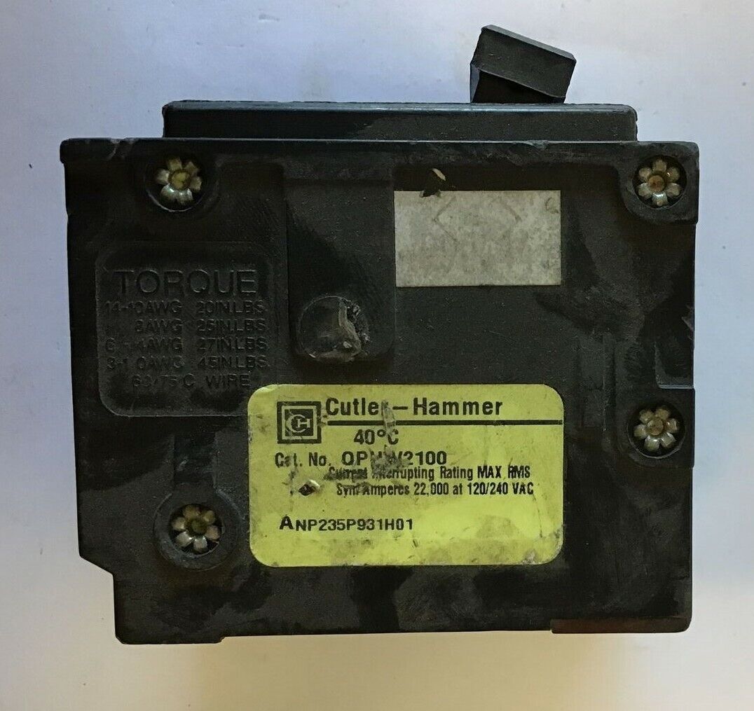WESTINGHOUSE QPHW2100 CIRCUIT BREAKER 120/240VAC 2POLE 100AMP