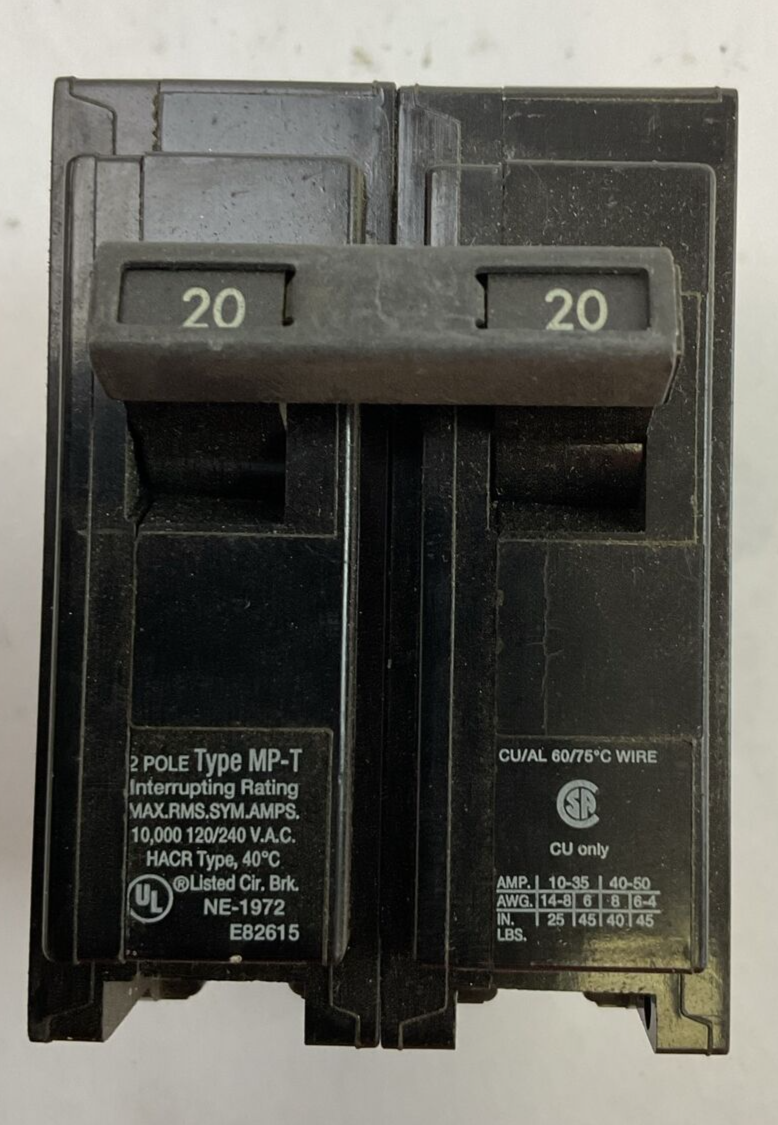 MURRAY / CROUSE-HINDS MP220 CIRCUIT BREAKER 20AMP 2POLE 120/240VAC TYPE MP-T