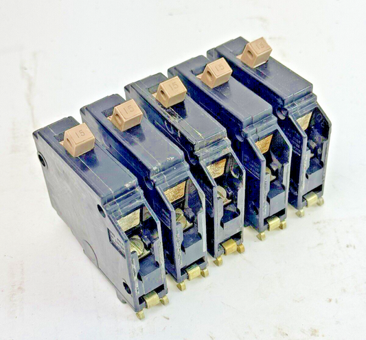 CUTLER-HAMMER **LOT OF 5** - CH115 - CIRCUIT BREAKERS - 1 POLE, 15 A, 240 VAC