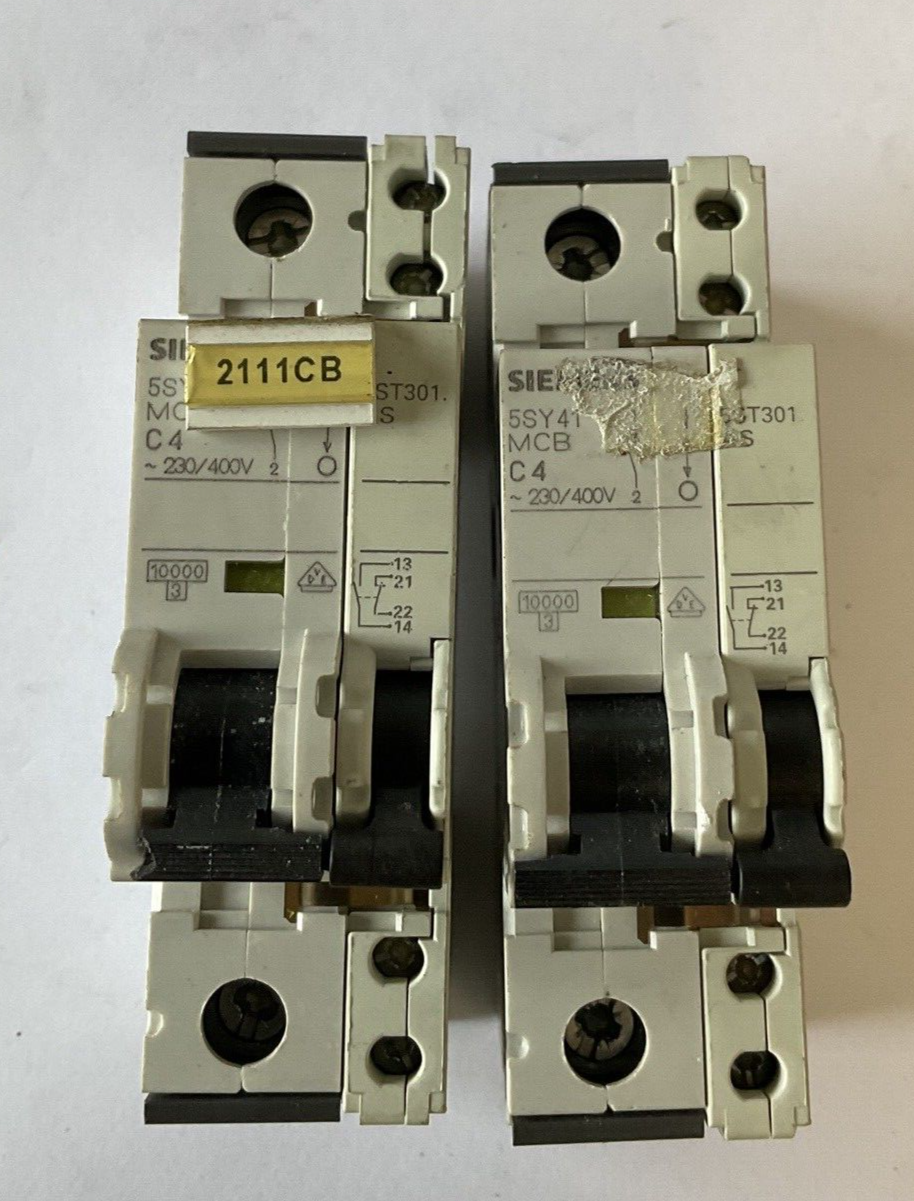 SIEMENS 5SY41 MCB C4 CIRCUIT BREAKER 230/400V W/5ST3010 CIRCUIT SWITCH *LOTOF2*