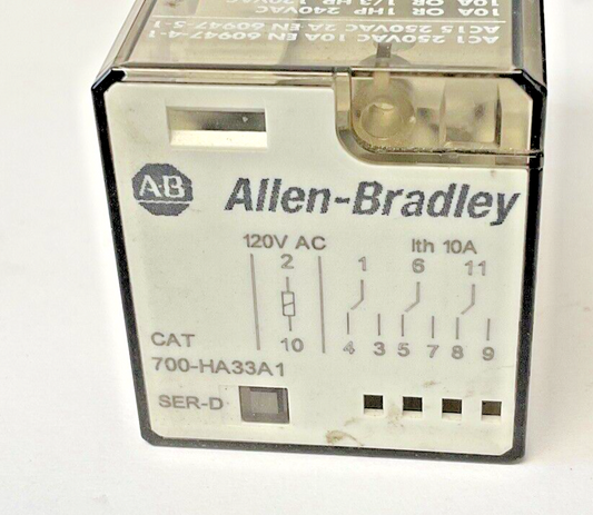 ALLEN BRADLEY 700-HA33A1 RELAY SER.D 120VAC 10A ***LOTOF3***