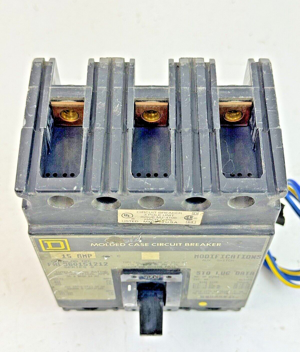 SQUARE D - FAL360151212 - CIRCUIT BREAKER W/ AUX SWITCH - 3 POLE/ 15 A/ 600 VAC