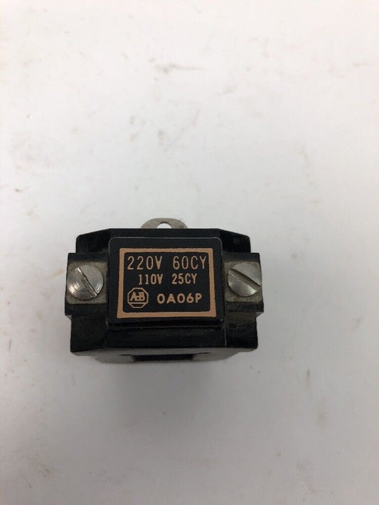 ALLEN BRADLEY 0A06P STARTER COIL 220V 60CY 110V 25CY OAOP